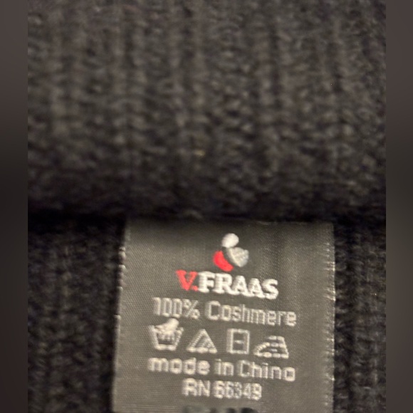 V. FRAAS Unisex Cashmere 100% Black Ribbed Beanie NEW WITHOUT TAG - Picture 3 of 3